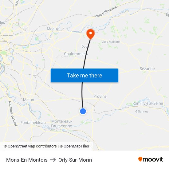 Mons-En-Montois to Orly-Sur-Morin map