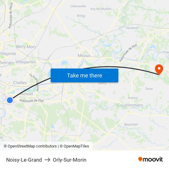 Noisy-Le-Grand to Orly-Sur-Morin map