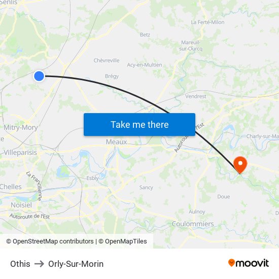 Othis to Orly-Sur-Morin map