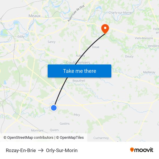 Rozay-En-Brie to Orly-Sur-Morin map