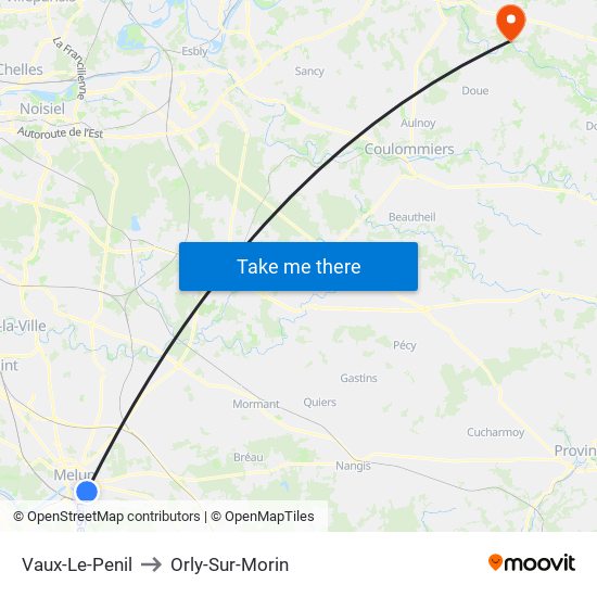 Vaux-Le-Penil to Orly-Sur-Morin map