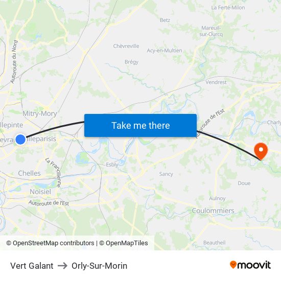 Vert Galant to Orly-Sur-Morin map