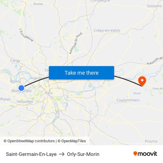 Saint-Germain-En-Laye to Orly-Sur-Morin map