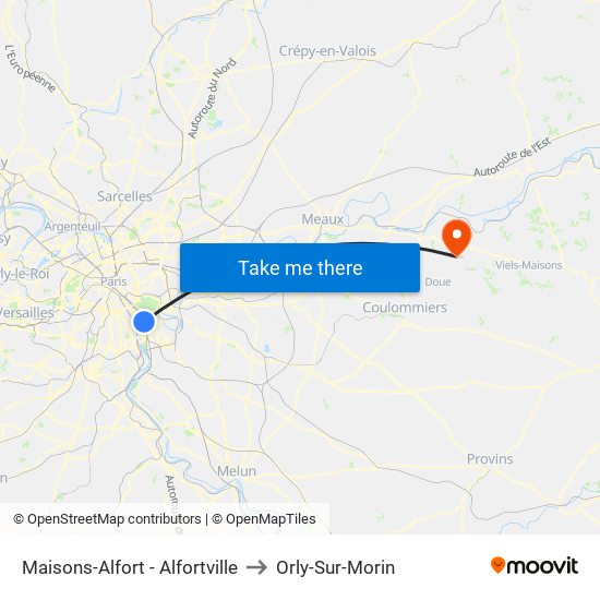 Maisons-Alfort - Alfortville to Orly-Sur-Morin map