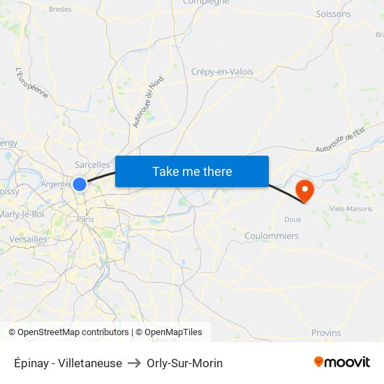 Épinay - Villetaneuse to Orly-Sur-Morin map