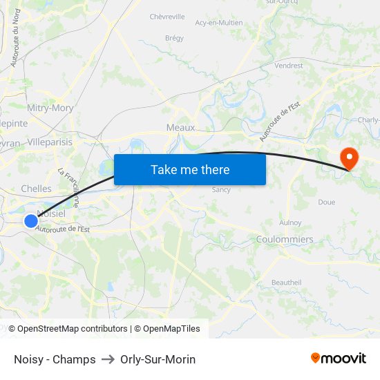 Noisy - Champs to Orly-Sur-Morin map