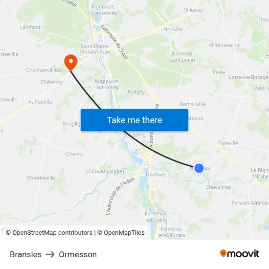Bransles to Ormesson map