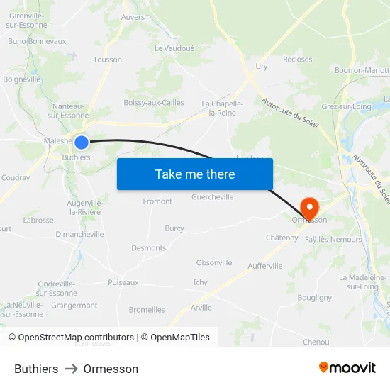 Buthiers to Ormesson map