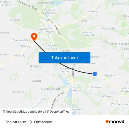 Chaintreaux to Ormesson map