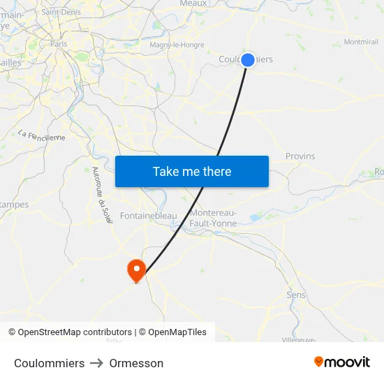 Coulommiers to Ormesson map