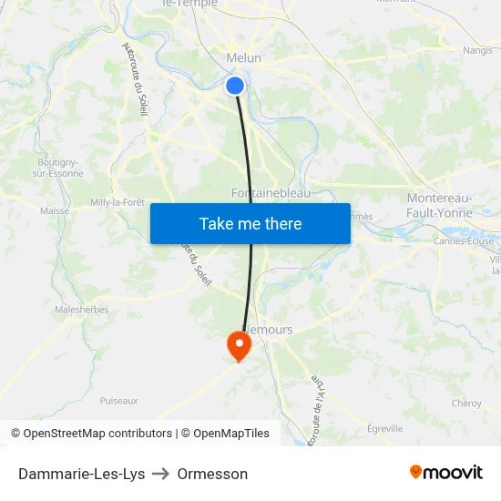 Dammarie-Les-Lys to Ormesson map