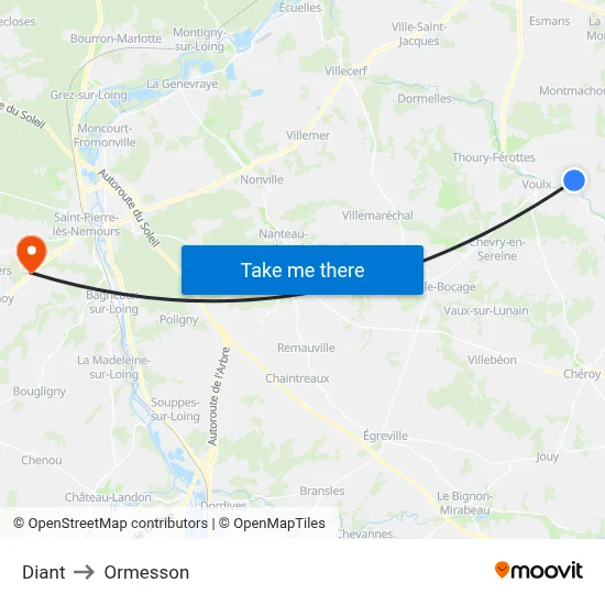 Diant to Ormesson map