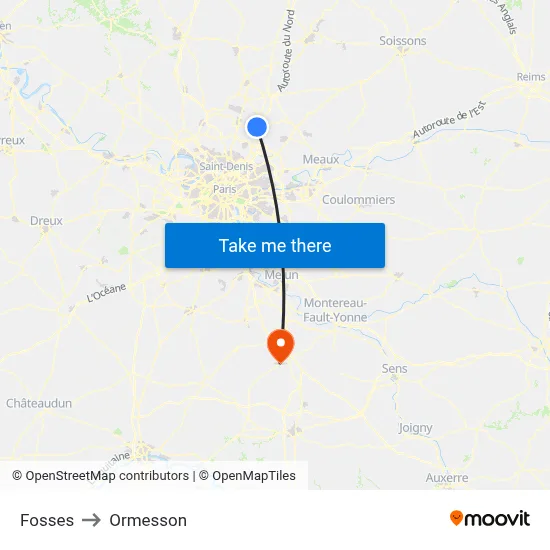 Fosses to Ormesson map