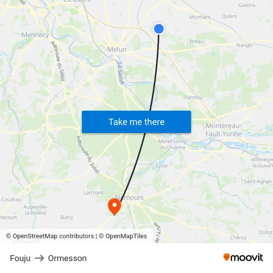 Fouju to Ormesson map