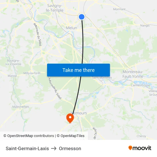 Saint-Germain-Laxis to Ormesson map