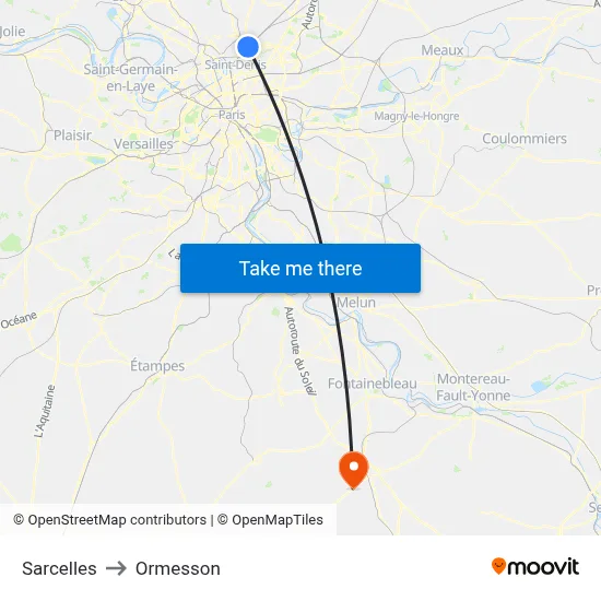Sarcelles to Ormesson map