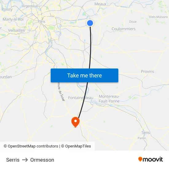 Serris to Ormesson map