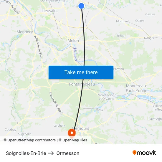 Soignolles-En-Brie to Ormesson map