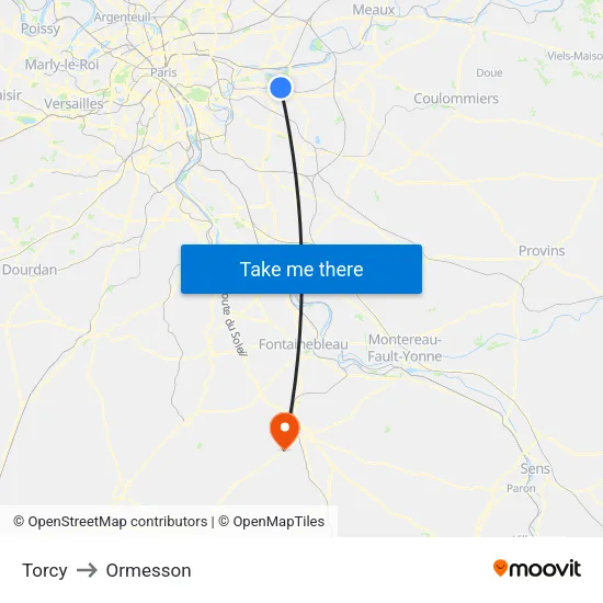 Torcy to Ormesson map