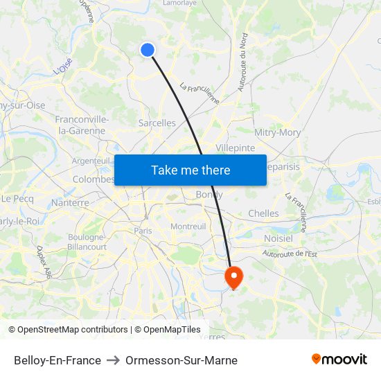 Belloy-En-France to Ormesson-Sur-Marne map