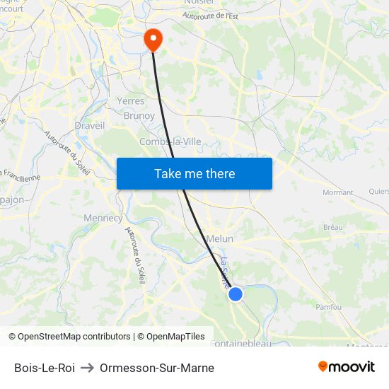 Bois-Le-Roi to Ormesson-Sur-Marne map