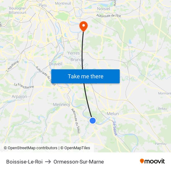 Boissise-Le-Roi to Ormesson-Sur-Marne map