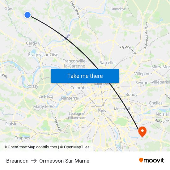 Breancon to Ormesson-Sur-Marne map