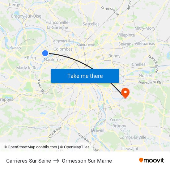 Carrieres-Sur-Seine to Ormesson-Sur-Marne map