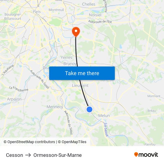 Cesson to Ormesson-Sur-Marne map