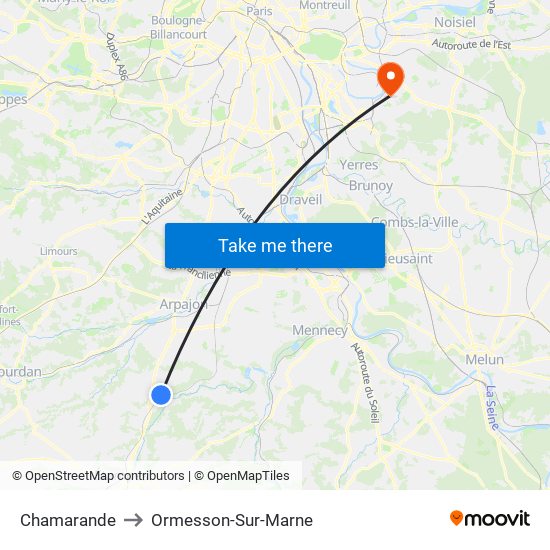 Chamarande to Ormesson-Sur-Marne map