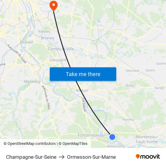 Champagne-Sur-Seine to Ormesson-Sur-Marne map
