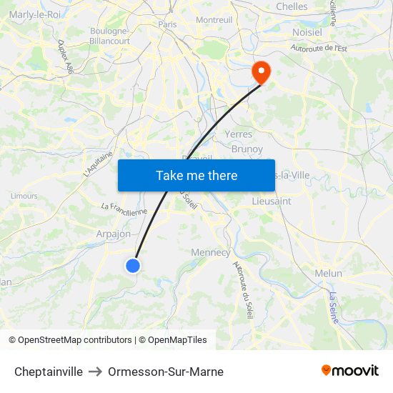 Cheptainville to Ormesson-Sur-Marne map