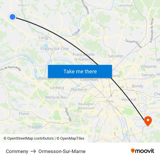 Commeny to Ormesson-Sur-Marne map