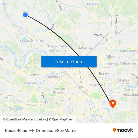 Epiais-Rhus to Ormesson-Sur-Marne map