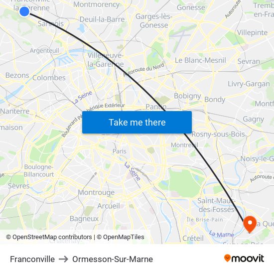 Franconville to Ormesson-Sur-Marne map