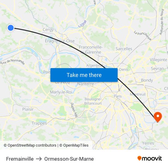 Fremainville to Ormesson-Sur-Marne map