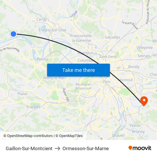 Gaillon-Sur-Montcient to Ormesson-Sur-Marne map
