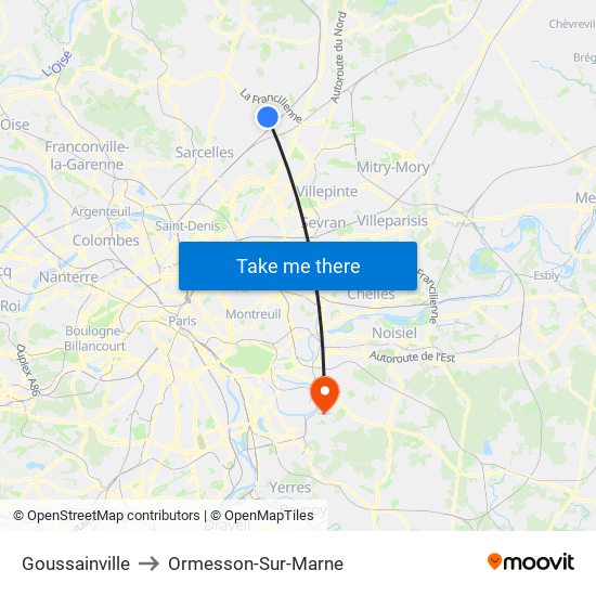 Goussainville to Ormesson-Sur-Marne map