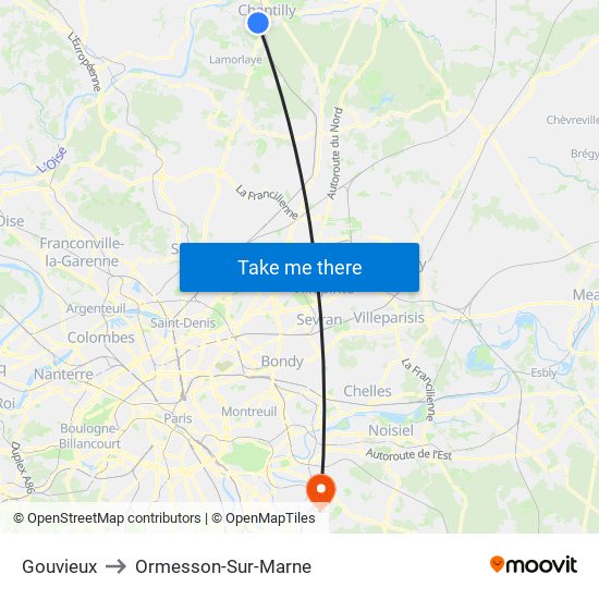 Gouvieux to Ormesson-Sur-Marne map