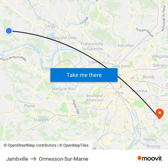 Jambville to Ormesson-Sur-Marne map