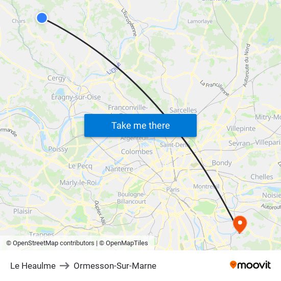 Le Heaulme to Ormesson-Sur-Marne map