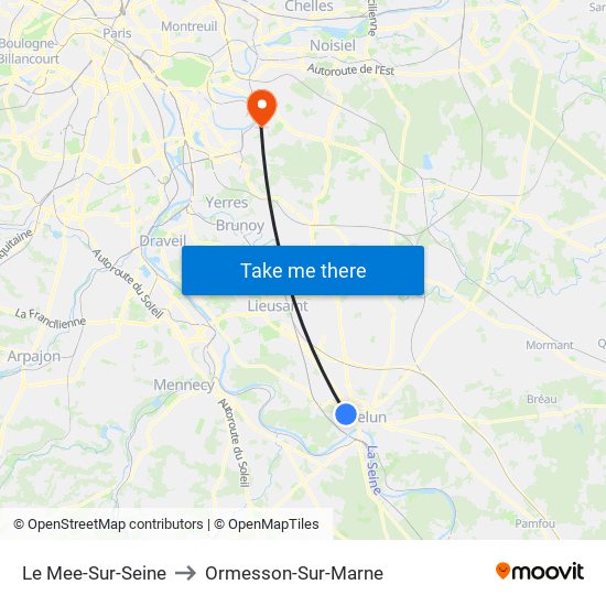 Le Mee-Sur-Seine to Ormesson-Sur-Marne map