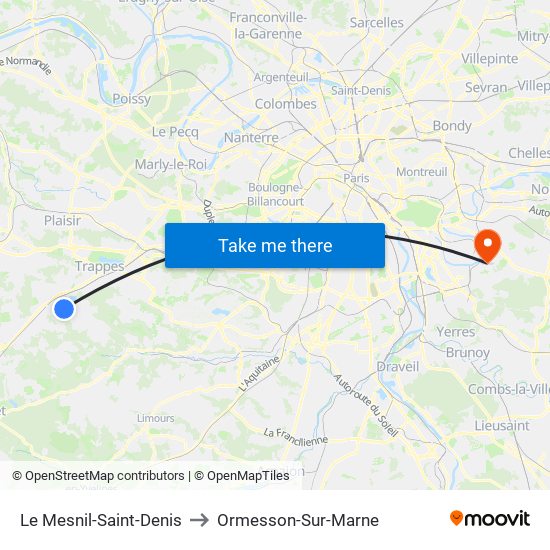 Le Mesnil-Saint-Denis to Ormesson-Sur-Marne map