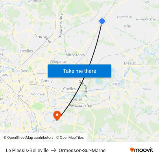 Le Plessis-Belleville to Ormesson-Sur-Marne map