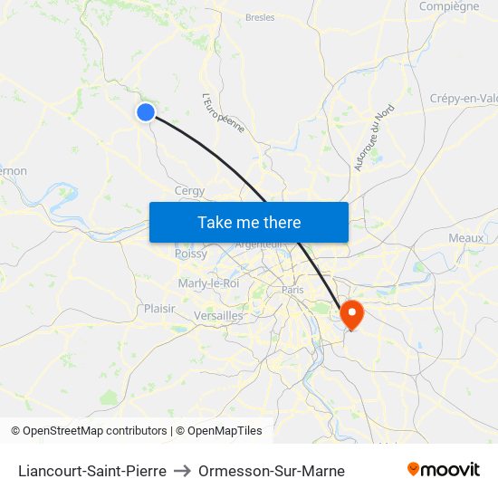Liancourt-Saint-Pierre to Ormesson-Sur-Marne map
