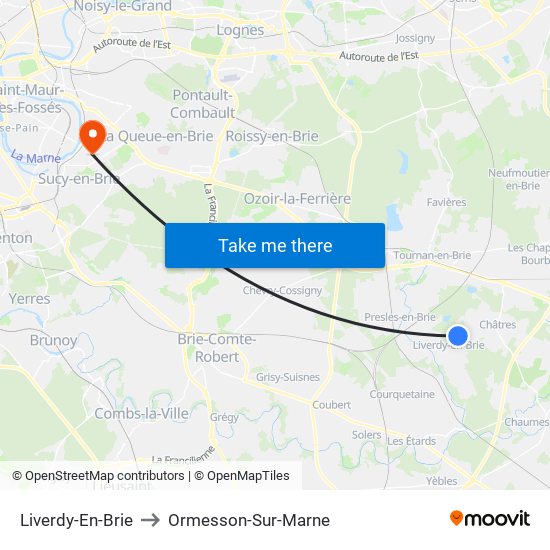 Liverdy-En-Brie to Ormesson-Sur-Marne map