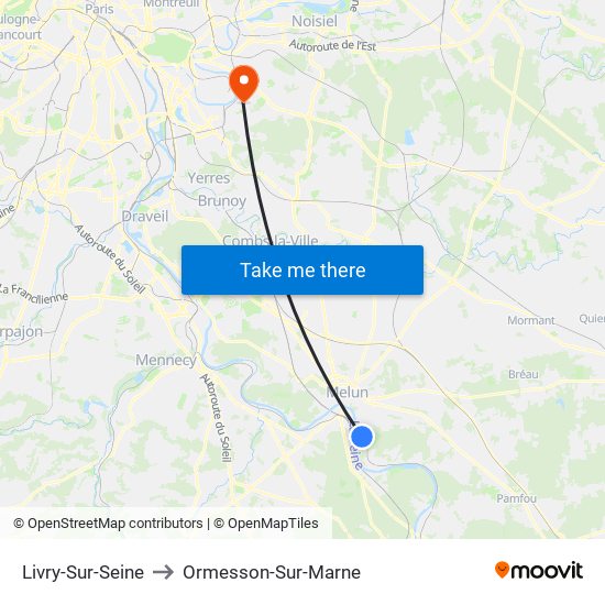 Livry-Sur-Seine to Ormesson-Sur-Marne map