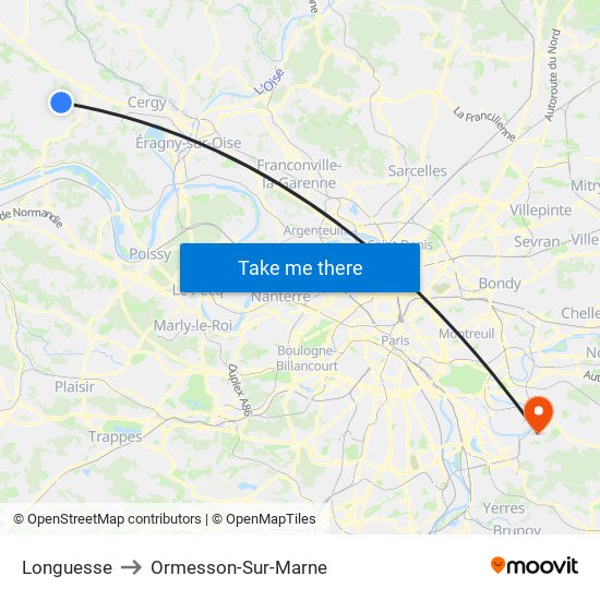 Longuesse to Ormesson-Sur-Marne map