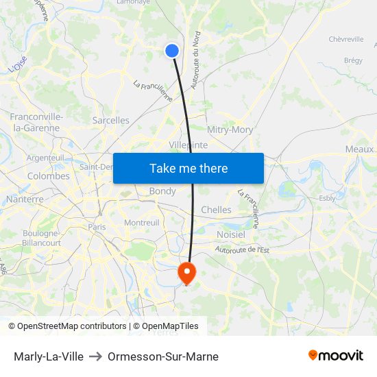 Marly-La-Ville to Ormesson-Sur-Marne map