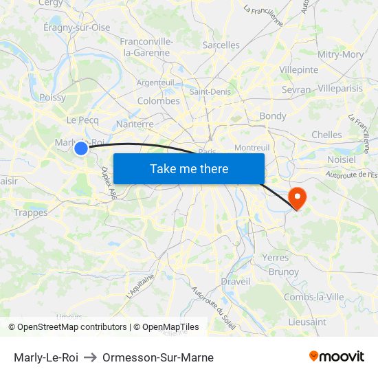 Marly-Le-Roi to Ormesson-Sur-Marne map